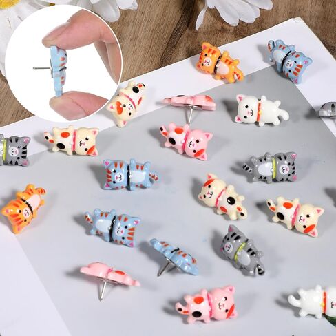 Cute Cat Push Pins - 40pcs Decorative Thumbtacks Cat Office Supplies for Corkboard, Memo, Photo Wall, and More in Saudi Arabia
