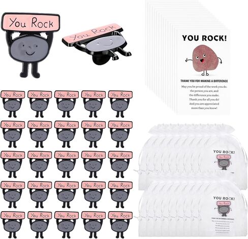 25 Sets Inspirational You Rock Bulk Lapel Pins Christmas Employee Appreciation Gifts Bulk Pocket Hug Smile Resin Stone with You Rock Cards for Team Staff Teacher Employee Appreciation Gifts in Kuwait