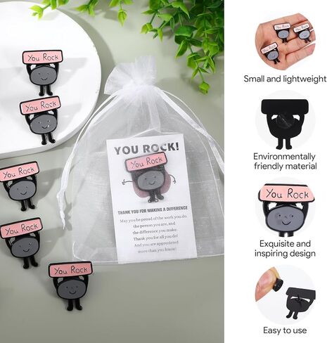 25 Sets Inspirational You Rock Bulk Lapel Pins Christmas Employee Appreciation Gifts Bulk Pocket Hug Smile Resin Stone with You Rock Cards for Team Staff Teacher Employee Appreciation Gifts in Kuwait