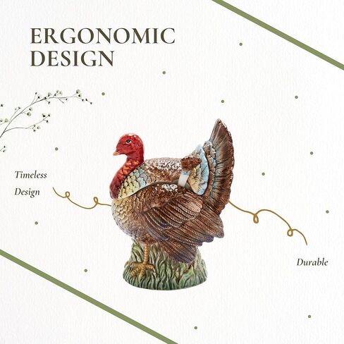 Spode 3.5" Pheasant-Shaped Salt and Pepper Shakers - Dolomite Ceramic Farmhouse Décor for Formal Dining, Decorative Salt & Pepper Set with Easy Refill Bottom Stoppers, Ideal for Thanksgiving Table in Saudi Arabia