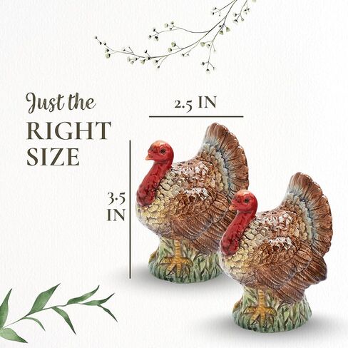 Spode 3.5" Pheasant-Shaped Salt and Pepper Shakers - Dolomite Ceramic Farmhouse Décor for Formal Dining, Decorative Salt & Pepper Set with Easy Refill Bottom Stoppers, Ideal for Thanksgiving Table in Saudi Arabia