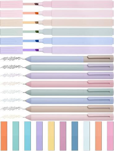 NiArt Bible Highlighters and Pens No Bleed Set of 14-Morandi-Colored Ink Highlighters, Gel Pens, Sticky Notes Set with Transparent Storage Box-Perfect for Bible Study, Note-Taking and Creative Writing in Saudi Arabia