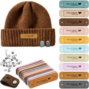 30pcs Handmade Leather Labels, Handmade Tags for Crochet Microfiber Colorful Leather Labels with Love Hearts Leathers Tags for Handmades Items Embossed Crochet Tag with 30 Rivets Holes for DIY Craft in Saudi Arabia
