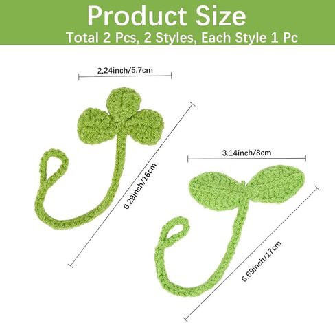 CRASPIRE 5 Styles Knitted Crochet Leaf Sprout Clover Bow Handmade Headphone Accessories Headset Attachment Hanging Pendant Decor Cable Tie Crafts Knitting Plant for DIY Bookmark Book Lovers Gifts in Saudi Arabia