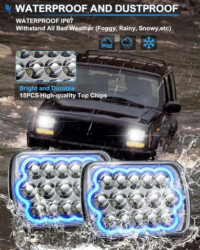 CO LIGHT 5x7 7x6 Inch LED Headlights - DOT Certified 9869LM - Hi/Low Beam with DRL/Turn Signal - Sealed Replacement Kit for Wrangler YJ Cherokee XJ TJ Trucks - 2 PCS in Kuwait