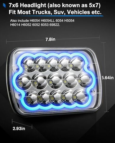 CO LIGHT 5x7 7x6 Inch LED Headlights - DOT Certified 9869LM - Hi/Low Beam with DRL/Turn Signal - Sealed Replacement Kit for Wrangler YJ Cherokee XJ TJ Trucks - 2 PCS in Kuwait