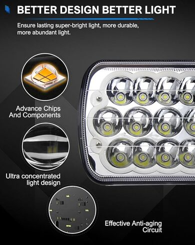 CO LIGHT 5x7 7x6 Inch LED Headlights - DOT Certified 9869LM - Hi/Low Beam with DRL/Turn Signal - Sealed Replacement Kit for Wrangler YJ Cherokee XJ TJ Trucks - 2 PCS in Kuwait