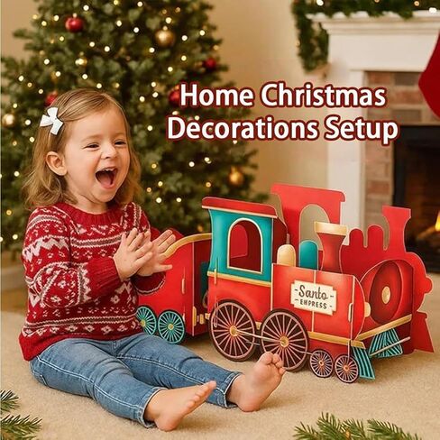 قطارات هدايا عيد الميلاد، قطار هدايا سانتا DIY يقدم بهجة العطلة بأناقة، قطار هدايا عيد الميلاد من الورق المقوى، حامل الهدايا والحلوى، قطعة مركزية لحفلات العطلات، زينة عيد الميلاد العائلية in Saudi Arabia