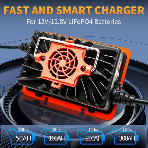 Waterproof Smart 12V 20A LiFePO4 Battery Charger, Dual Connectors & Temperature Control 14.6V Lithium Battery Charger for Deep Cycle LiFePO4 Batteries of RV, Marine, Solar, Off-Grid, Home in Saudi Arabia