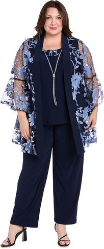 3PC Floral Threadwork Duster Pantsuit Tank Top and Matching Jacket W/Sheet Bell Sleeves in Saudi Arabia