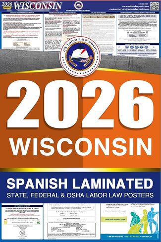 2023 Wisconsin WI All in One Workplace Compliance & Labor Law Poster (Federal State & OSHA) English Laminated in Kuwait