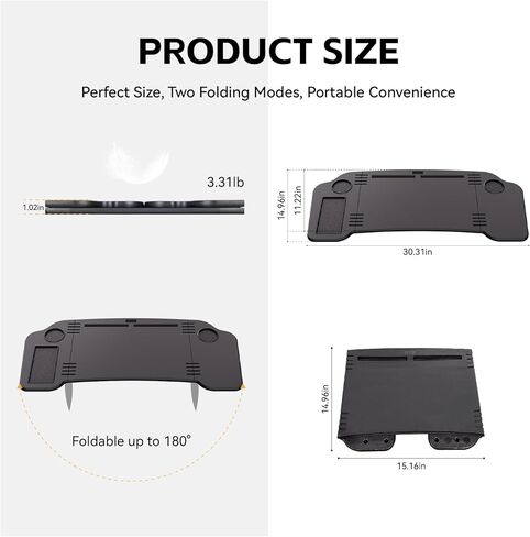 2 in 1 Car Desk Steering Wheel Tray, Foldable Car Table Holder for Laptop Eating and Traveling, Upgraded Design in Saudi Arabia