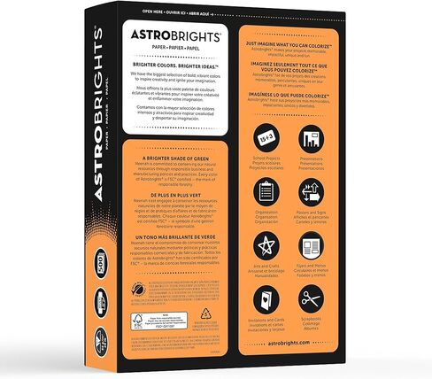 ورق Neenah Astrobrights بألوان زاهية، 21.5 سم × 27.94 سم، 10.94 كجم، معتمد من FSC، برتقالي غامق، مجموعة من 500 ورقة، 21658 in Kuwait