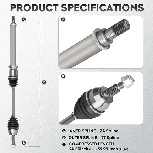 NEW Front CV Axle Shaft Assembly fits for Ford Focus 2012-2018 L4 2.0L, Automatic Dual Clutch Trans, Driver and Passenger side, 2-Pack in Saudi Arabia