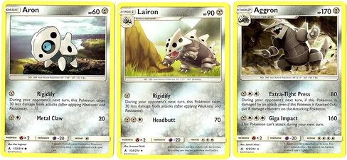 Pokemon Aggron 125/214 - Unbroken Bonds - Rare Evolution 3 Card Lot - Metal Stage 2 in Saudi Arabia