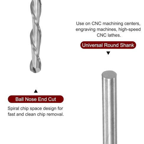 Ball Nose End Mill 6mm Diameter 25mm Cutting Length 6mm Shank High Speed Steel 2 Flutes Spiral Upcut CNC Router Bits in Saudi Arabia