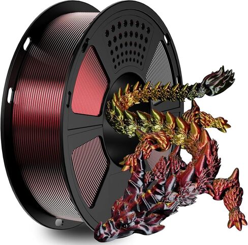GIANTARM Tri-Colors Silk Pla Filament, Shiny Pla 3D Printer Filament 1.75mm +/-0.03mm, 1Kg (2.2lbs) Spool, Vacuum Packaging (Red+Gold+Black) in Kuwait