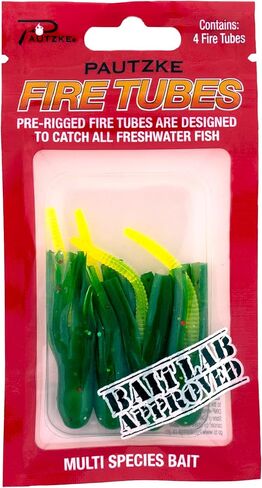 مجموعة من 4 أنابيب نار مع ذيل دودة النار - طُعم صيد نابض بالحياة ومتين لسمك السلمون المرقط والبانفيش والعين رمادية فاتحة اللون والباس - مقاس 1/16، مُجهزة مسبقًا للمياه العذبة in Kuwait