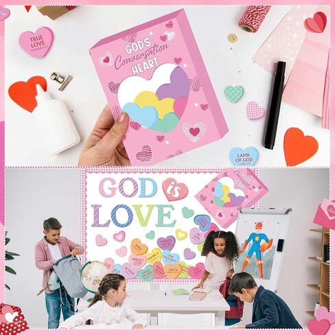 Valentine's Day Bulletin Board Decorations Set Spread Love God Valentine Day Decorations for Classroom Pink Red Heart Cutouts Bulletin Borders Valentines Party Wall Door Office (God) in Saudi Arabia