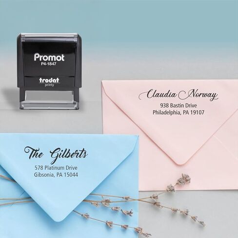 Promot Customized Self-Inking Address Stamp - Return Address and Mailing Address Stamps - Choose from 6 Designs & 3 Sizes - Custom Ink Stamp - Small Business Essentials - Self Inking Stamps in Kuwait