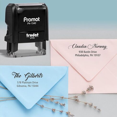 Promot Customized Self-Inking Address Stamp - Return Address and Mailing Address Stamps - Choose from 6 Designs & 3 Sizes - Custom Ink Stamp - Small Business Essentials - Self Inking Stamps in Saudi Arabia