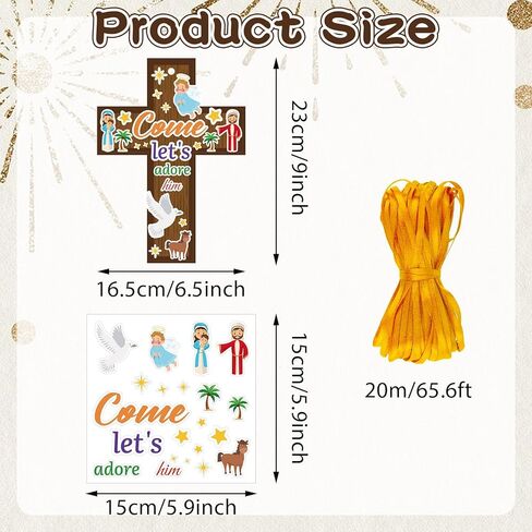 ZCPTZ 48 Set Christian Cross Sticker Craft Kits - DIY Christmas Religious Jesus Hanging Ornaments Paper Crafts for Holiday, Christian Sunday Gifts & Decorations in Kuwait