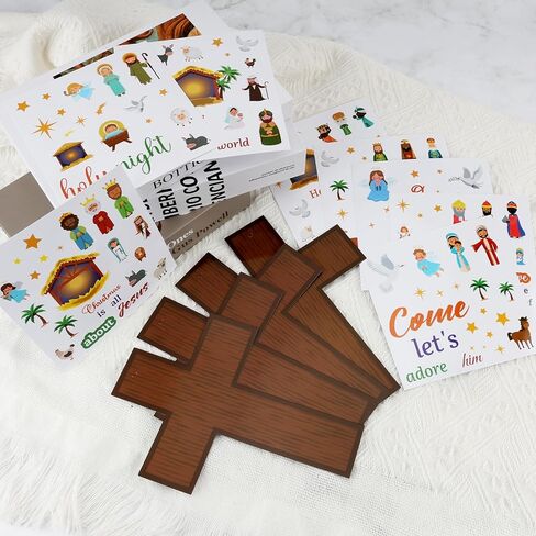 ZCPTZ 48 Set Christian Cross Sticker Craft Kits - DIY Christmas Religious Jesus Hanging Ornaments Paper Crafts for Holiday, Christian Sunday Gifts & Decorations in Kuwait