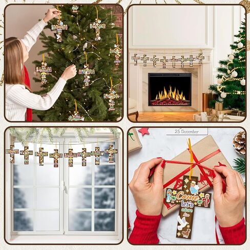 ZCPTZ 48 Set Christian Cross Sticker Craft Kits - DIY Christmas Religious Jesus Hanging Ornaments Paper Crafts for Holiday, Christian Sunday Gifts & Decorations in Kuwait
