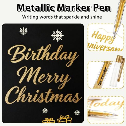 3PCS Gold Pen Metallic Marker Pen, gold gel pen Highlight Marker Gel Pens Glittering Permanent Paint Markers Gloss Wet Shine Effect Art Marker Pens for Painting Card Making (3) in Saudi Arabia