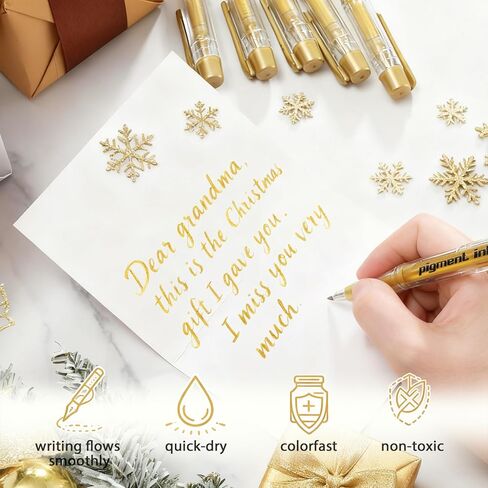 3PCS Gold Pen Metallic Marker Pen, gold gel pen Highlight Marker Gel Pens Glittering Permanent Paint Markers Gloss Wet Shine Effect Art Marker Pens for Painting Card Making (3) in Saudi Arabia