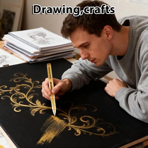 3PCS Gold Pen Metallic Marker Pen, gold gel pen Highlight Marker Gel Pens Glittering Permanent Paint Markers Gloss Wet Shine Effect Art Marker Pens for Painting Card Making (3) in Saudi Arabia