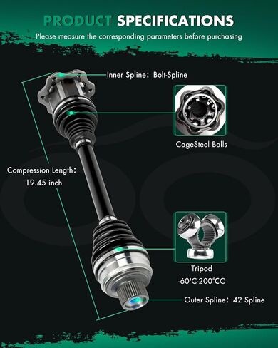 SCITOO Front CV Axle Shaft Assembly Compatible with 2015-2019 for Porsche Macan NCV23039,95B407271,95B407271A,95B407271B,95B407271D,95B407271F,95B407271H in Saudi Arabia