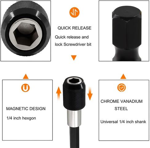 3-Piece Drill Bit Extension Set, 1/4 inch Magnetic Drill Screwdriver Bit Holder Bar Chuck Adapter Extender Hex Quick Release Universal Fit in Saudi Arabia