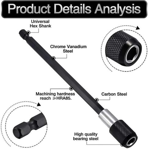 3-Piece Drill Bit Extension Set, 1/4 inch Magnetic Drill Screwdriver Bit Holder Bar Chuck Adapter Extender Hex Quick Release Universal Fit in Saudi Arabia