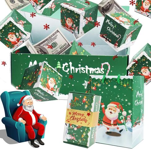 16Pcs surprise gift box set, 2025 Christmas surprise gift box, foldable and expandable, perfect for storing cash or gifts; Great for anniversary and Christmas gifts (Green) in Saudi Arabia