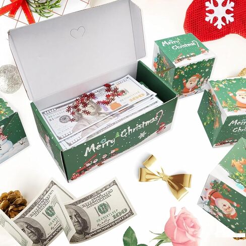 16Pcs surprise gift box set, 2025 Christmas surprise gift box, foldable and expandable, perfect for storing cash or gifts; Great for anniversary and Christmas gifts (Green) in Saudi Arabia