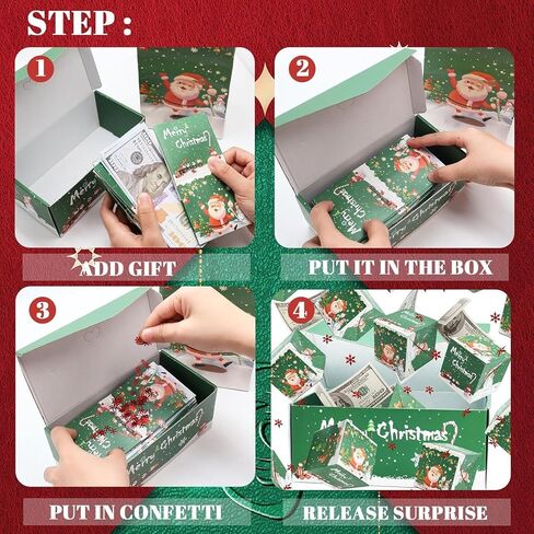 16Pcs surprise gift box set, 2025 Christmas surprise gift box, foldable and expandable, perfect for storing cash or gifts; Great for anniversary and Christmas gifts (Green) in Saudi Arabia