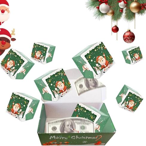 16Pcs surprise gift box set, 2025 Christmas surprise gift box, foldable and expandable, perfect for storing cash or gifts; Great for anniversary and Christmas gifts (Green) in Saudi Arabia