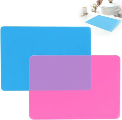 2 Pack 40cm x 30cm Silicone Craft Mats - Non-Stick, Heat-Resistant Surface for Resin Molds, Playdough, and Crafting with UV Resin, Paint, and Clay in Blue & Pink in Saudi Arabia
