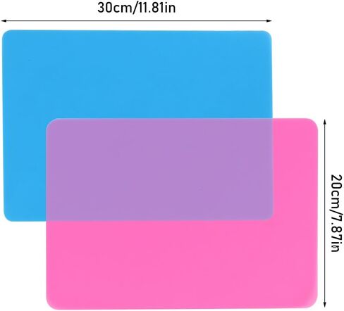 2 Pack 40cm x 30cm Silicone Craft Mats - Non-Stick, Heat-Resistant Surface for Resin Molds, Playdough, and Crafting with UV Resin, Paint, and Clay in Blue & Pink in Saudi Arabia