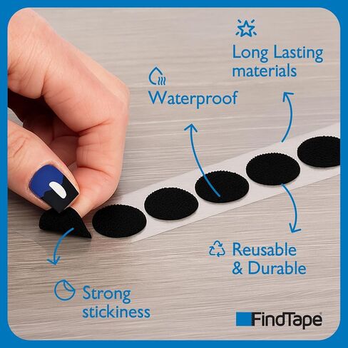 FindTape HL74-C/BLK07550L HL74-C حلقة جانبية مدعومة بمادة لاصقة فقط العملات المعدنية/النقاط: قطر 3/4 بوصة، أسود in Kuwait