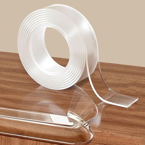 Strong Double Sided Tape Heavy Duty (2 Rolls, Total 19.7 FT) Clear Removable Two Sided Nano Mounting Adhesive for Wall, Posters, Rug, Picture Hanging - Teacher, Dorm Room, Office & Outdoor Essentials in Saudi Arabia