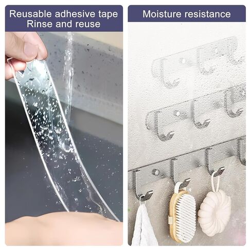 Strong Double Sided Tape Heavy Duty (2 Rolls, Total 19.7 FT) Clear Removable Two Sided Nano Mounting Adhesive for Wall, Posters, Rug, Picture Hanging - Teacher, Dorm Room, Office & Outdoor Essentials in Saudi Arabia