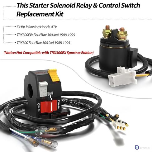 New Upgraded Starter Solenoid Relay & Control Switch Kit Replacement for Honda 300 Fourtrax TRX300 TRX300FW 2X4 4x4 ATV 1988 1989 1990 1991 1992 1993 1994 1995 35850-HC4-000 35200-HC4-004 in Kuwait