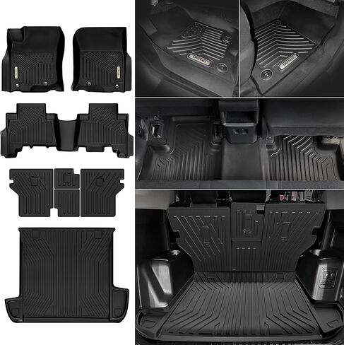 OEDRO Floor Mats Cargo Liner Fit for 2013-2024 Toyota 4Runner 5-Seater, Custom Fit TPE All Weather Floor Liners Trunk Mat with Backrest Mat for 4Runner Accessories, Car Mat Full Set, Black in Saudi Arabia