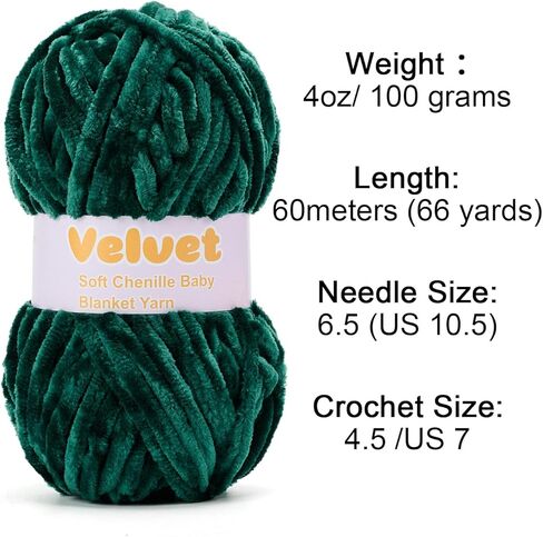 Soft Velvet Chenille Yarn for Crochet and Knitting Bulky Blankets 4oz 66yds in Saudi Arabia