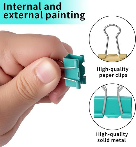 50 Pcs Colorful Binder Clips, Non-Slip Paper Binder Clips Assortment, Metal Office Document Clamps for Files Bills Paper Business Office Supplies (19mm) in Saudi Arabia
