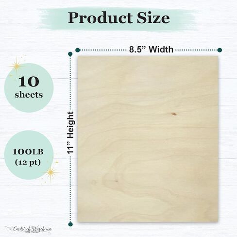 Cardstock Warehouse Wood Veneer Cherry Brown مقاس 8.5 × 11 بوصة - 12 نقطة سميكة من ورق البطاقات الفاخر - 10 ورقات in Kuwait