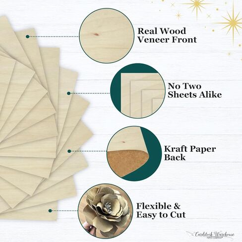 Cardstock Warehouse Wood Veneer Cherry Brown مقاس 8.5 × 11 بوصة - 12 نقطة سميكة من ورق البطاقات الفاخر - 10 ورقات in Kuwait