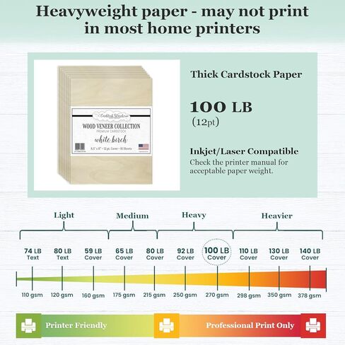 Cardstock Warehouse Wood Veneer Cherry Brown مقاس 8.5 × 11 بوصة - 12 نقطة سميكة من ورق البطاقات الفاخر - 10 ورقات in Kuwait